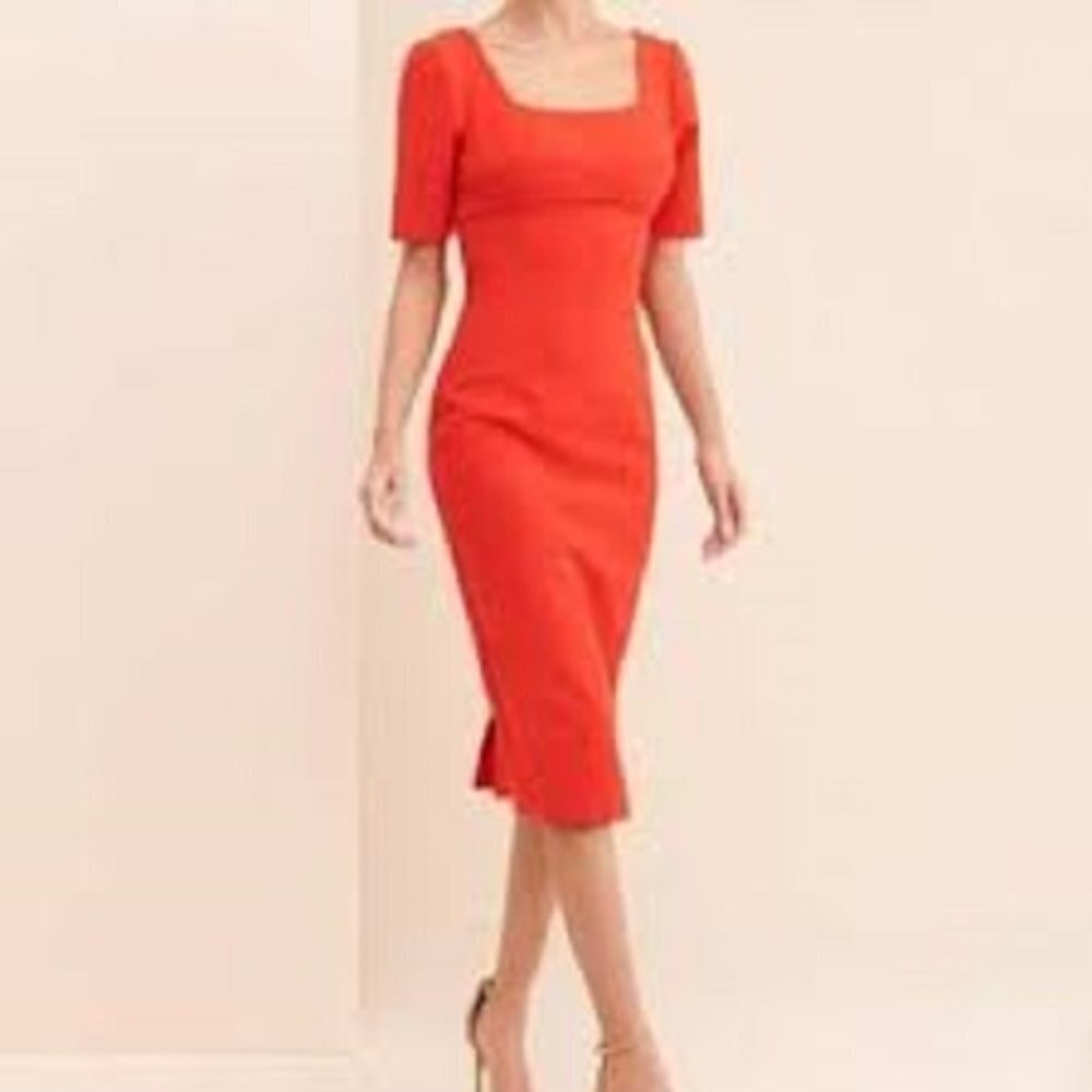 Cooper St Square Neck Dress Sz 4 Sheath Red 648A